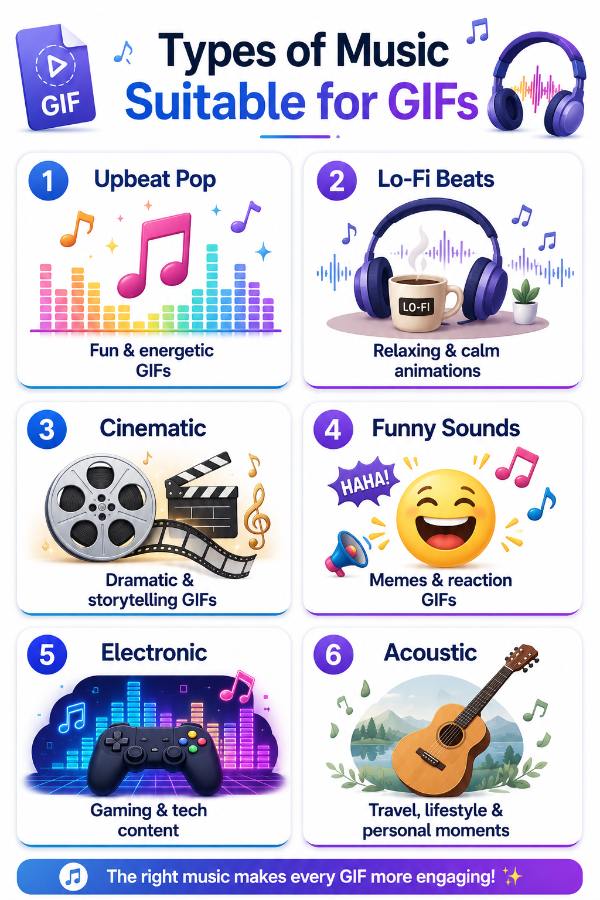 Types of music suitable for GIFs
