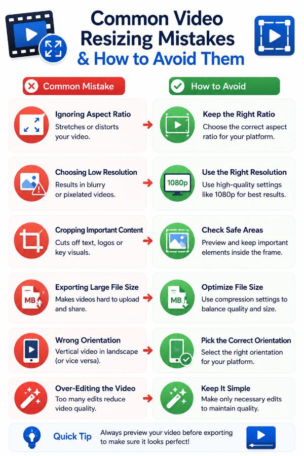 Common mistakes of resizing video