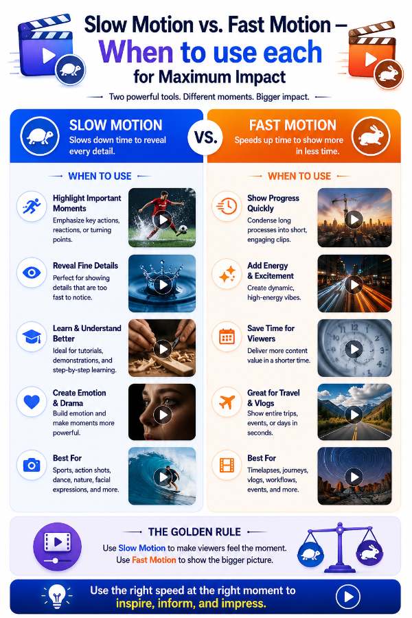 Comparison of slow motion and fast motion videos