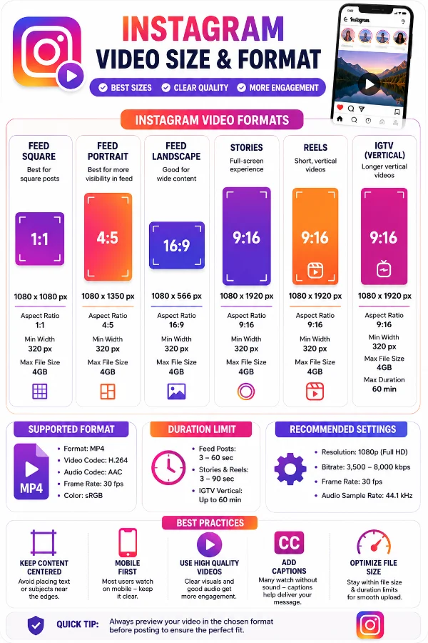Instagram video size and format