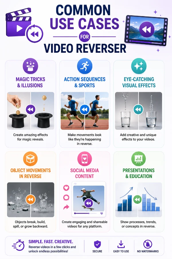 Common use cases for a video reverser,