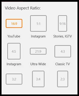 Selecting the desired Aspect Ratio