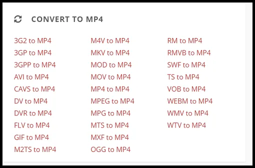 Conversion options to MP4